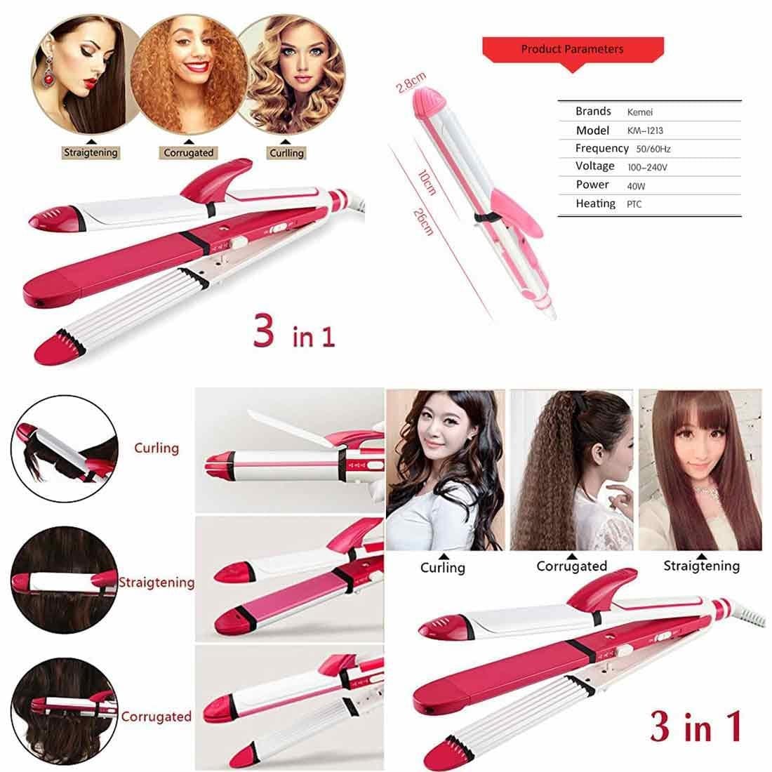 Kemei 3 in 1 Hair Straightener